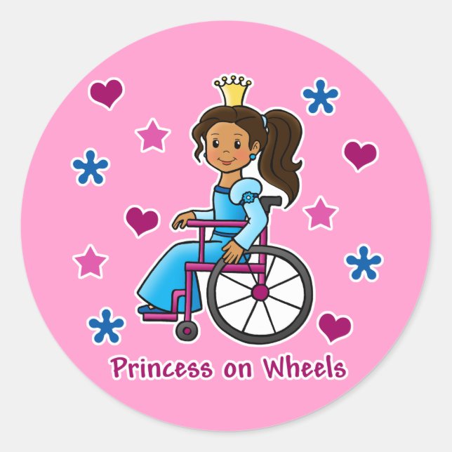 Wheelchair Princess Classic Round Sticker (Front)