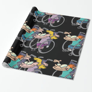 Wheelchair Race Fun Adaptive Sports Characters Wrapping Paper
