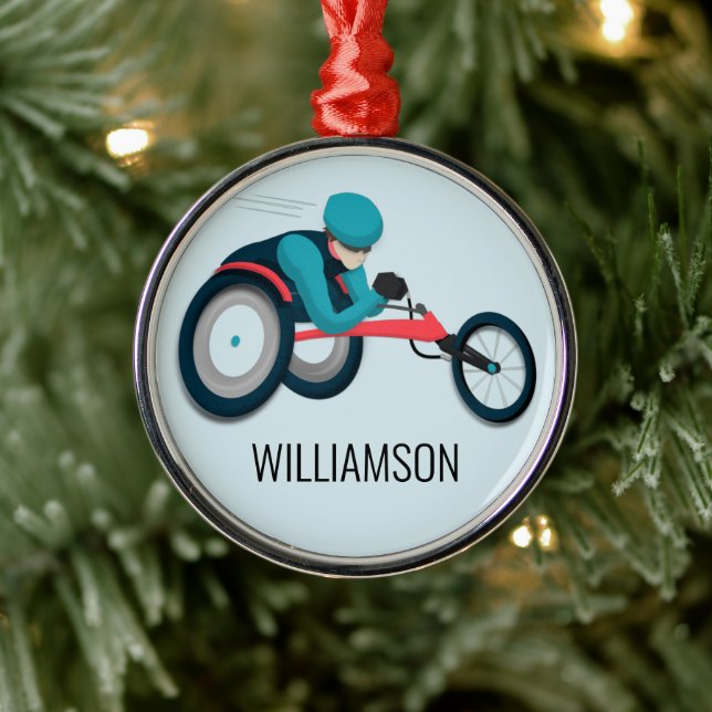 Wheelchair Racing Metal Ornament (Tree)