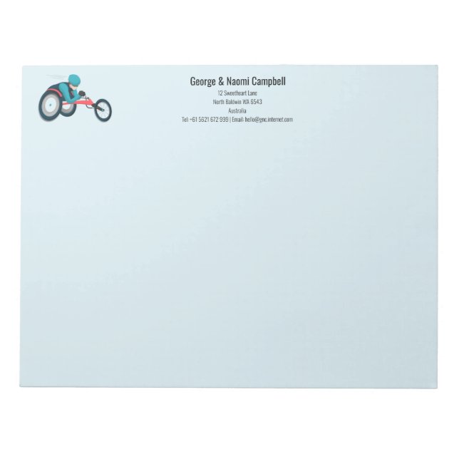 Wheelchair Racing Notepad (Front)