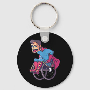 Wheelchair Superhero I Amputee Handicap Disability Key Ring