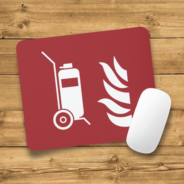 Wheeled Fire Extinguisher Safety Sign Mouse Pad (Creator Uploaded)