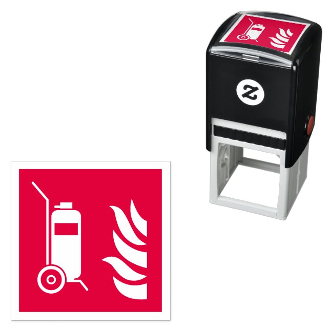 Wheeled Fire Extinguisher Safety Sign Self-inking Stamp (In Situ)