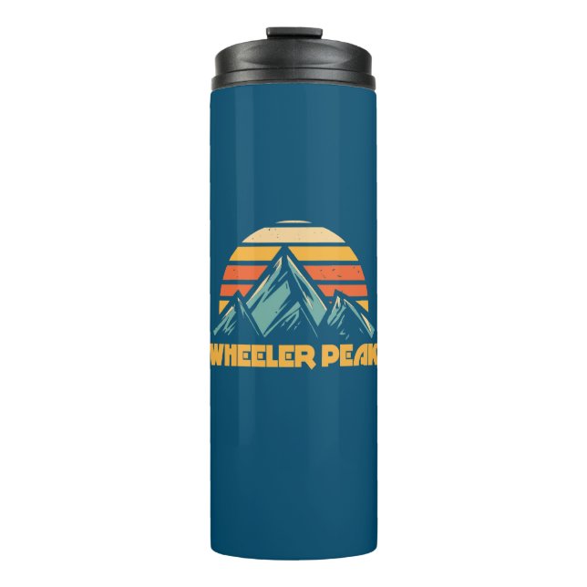Wheeler Peak New Mexico Retro Turquoise Thermal Tumbler (Front)