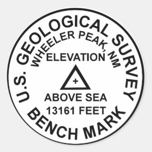 Wheeler Peak USGS Style Benchmark Classic Round Sticker