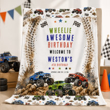 Wheelie Awesome Monster Truck 4Th Birthday boy