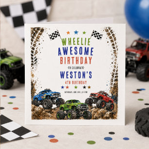Wheelie Awesome Monster Truck 4Th Birthday boy Napkin