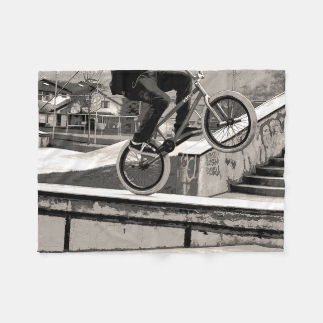 Wheelie Master - BMX Biker Fleece Blanket (Front (Horizontal))