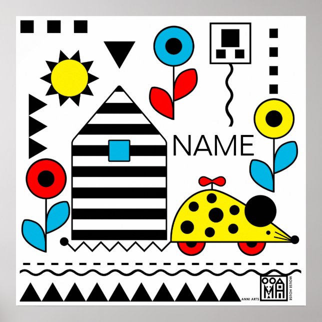  Wheelie Mouse and House Poster - personalise (Front)