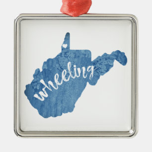 Wheeling West Virginia Wood Grain Metal Ornament