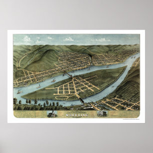 Wheeling, WV Panoramic Map - 1870 Poster