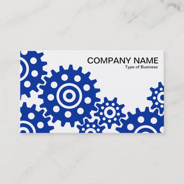 Wheels of Industry - Navy Blue and White Business Card (Front)
