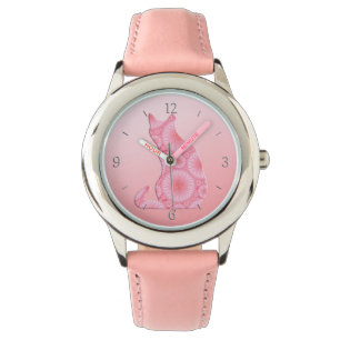 "Wheels of Light" Cat - coral pink Watch