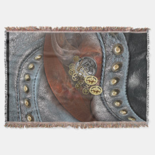 Wheels of Time on Leather Throw Blanket