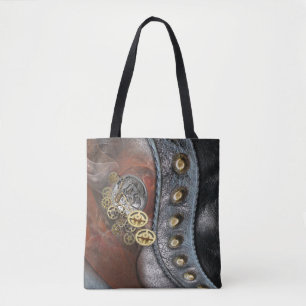 Wheels of Time on Leather Tote Bag
