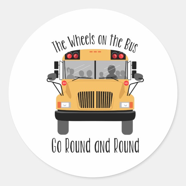 Wheels On The Bus Classic Round Sticker (Front)