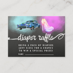 Wheels or heels diaper raffle Enclosure Card.