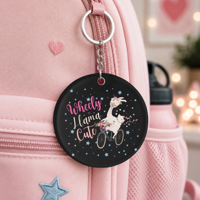 Wheely Llama Cute Personalised Keychain (Creator Uploaded)