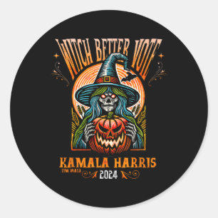 Wheimer 2024 Halloween Witch Better Vote Kamala Ha Classic Round Sticker