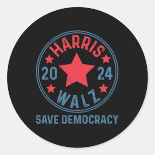 Wheimer 2024 Save Democracy Kamala Harris Tim Walt Classic Round Sticker