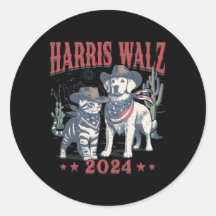 Wheimer Cowboy This Childless Cat Dog Lady Kamala Classic Round Sticker