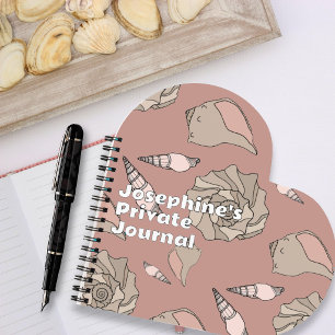 Whelk Shells Illustrated Custom Heart-shaped Notebook