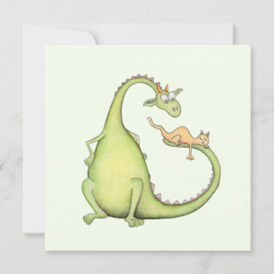 When a dragon finds a cat in its tail holiday card