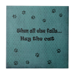 When all else fails...Hug the Cat Ceramic Tile
