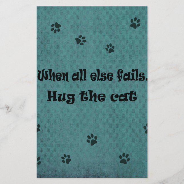 When all else fails...Hug the Cat Stationery (Front)