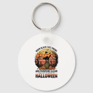 When Black Cats Prowl Halloween Cat Tombstone Pump Key Ring