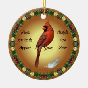 When Cardinals Appear, Angels Are Near, Christmas Ceramic Ornament