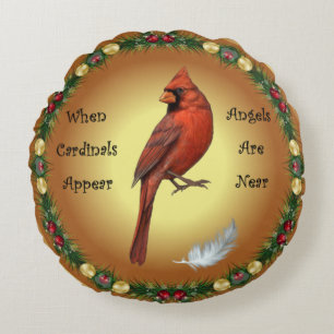 When Cardinals Appear, Angels Are Near, Christmas Round Cushion