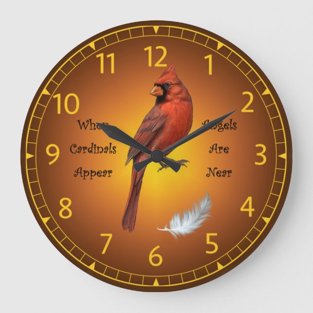 When Cardinals Appear, Angels Are Near ~   Large Clock (Front)