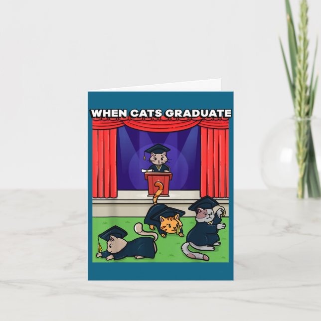 When cats graduate funny graduation meme school ca card (Front)