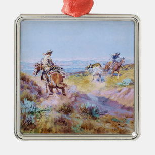 “When Cows Were Wild” by Charles M Russell Metal Ornament