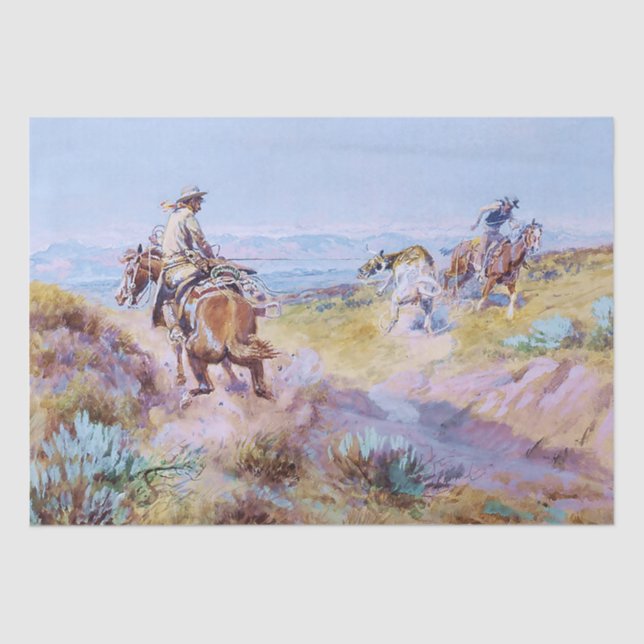 “When Cows Were Wild” by Charles M Russell Tissue Paper (Front)