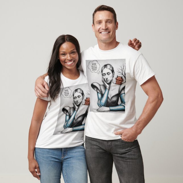 When Did Evil Become Good Woman Thinking Devil  T-Shirt (Unisex)