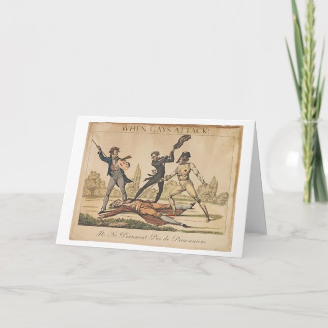 When Gays Attack Greeting Card (Front)