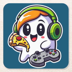 When Ghosts Get Hungry: Gaming, Grooving Square Paper Coaster