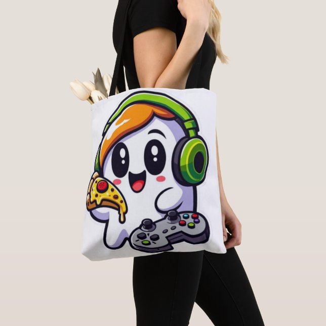 When Ghosts Get Hungry: Gaming, Grooving Tote Bag (Close Up)