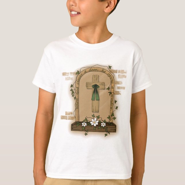When God Closes a Door He Opens a Window T-Shirt (Front)