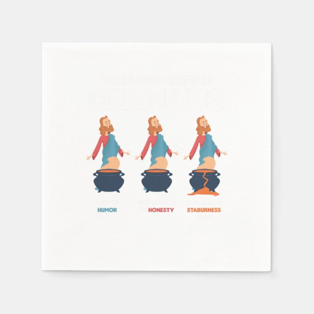 When God Created Germans Funny Germany Gift Napkin (Front)