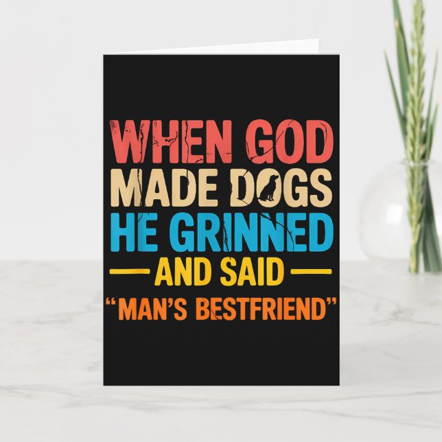 When God Made Dogs Funny Pet Owner Christian Faith Card (Front)