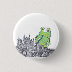 When Godzilla went of Majorca 3 Cm Round Badge