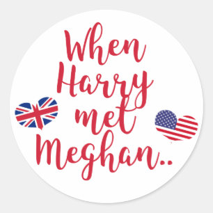 When Harry met Meghan   Fun Royal Wedding Classic Round Sticker