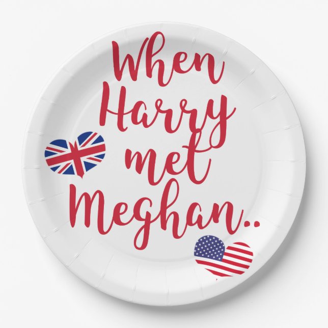 When Harry met Meghan | Fun Royal Wedding Paper Plate (Front)