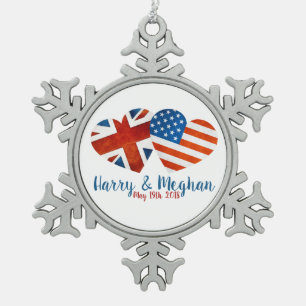 When Harry met Meghan Snowflake Pewter Christmas Ornament