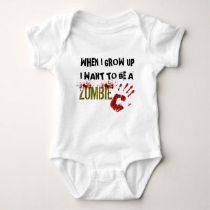 WHEN I GROW UP I WANT TO BE A ZOMBIE -creeper Baby Bodysuit