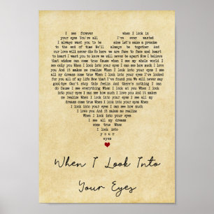 When I Look Into Your Eyes Vintage Heart Song Poster