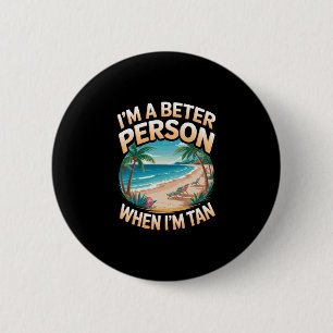 When I'm Tan Vintage Palm Trees Ocean Retro Beach 6 Cm Round Badge